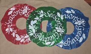 3 Vintage Inflatable Christmas Wreath / Blow Up Christmas Ornaments Sealed